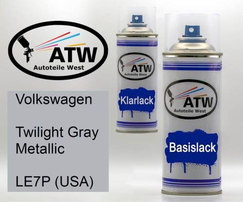 Volkswagen, Twilight Gray Metallic, LE7P (USA): 400ml Sprühdose + 400ml Klarlack - Set, von ATW Autoteile West.